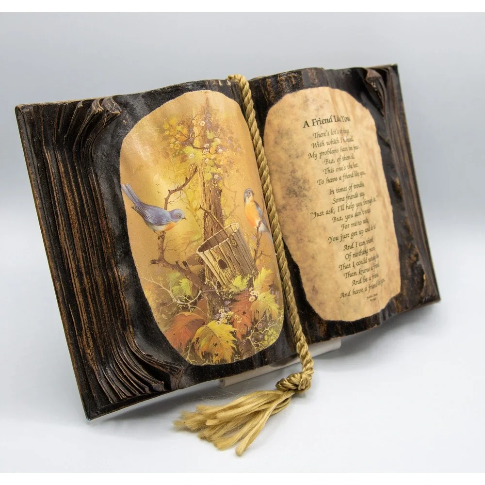Vintage 1987 Judith Bond‎ A Friend Like You Open Book Resin Bluebirds 11x8.5